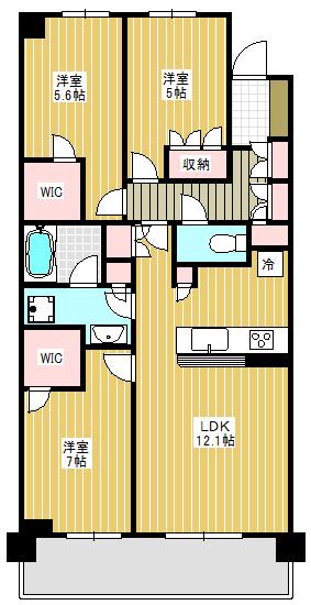 ザ・パークハウスレジデンス津田沼奏の杜 アークレジデンス(3LDK/4階)の間取り写真