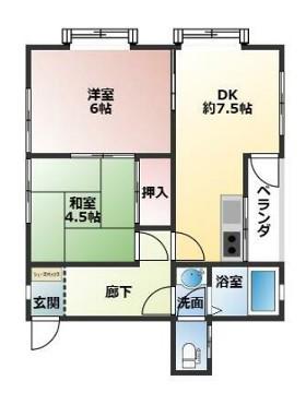 ハイツスガハラ(2DK/2階)の間取り写真