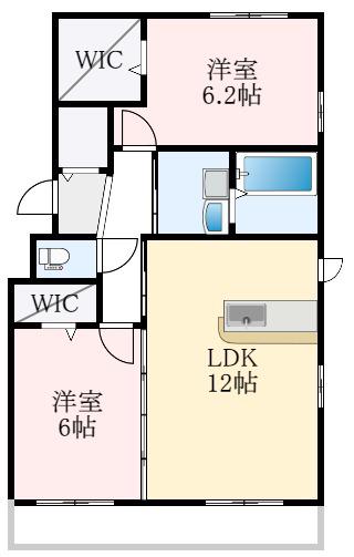 ソシアポレポレ(2LDK/2階)の間取り写真