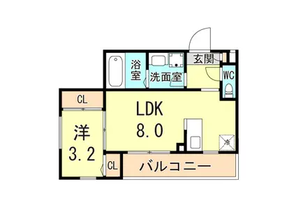 DITAエハコ日暮通(1LDK/4階)の間取り写真
