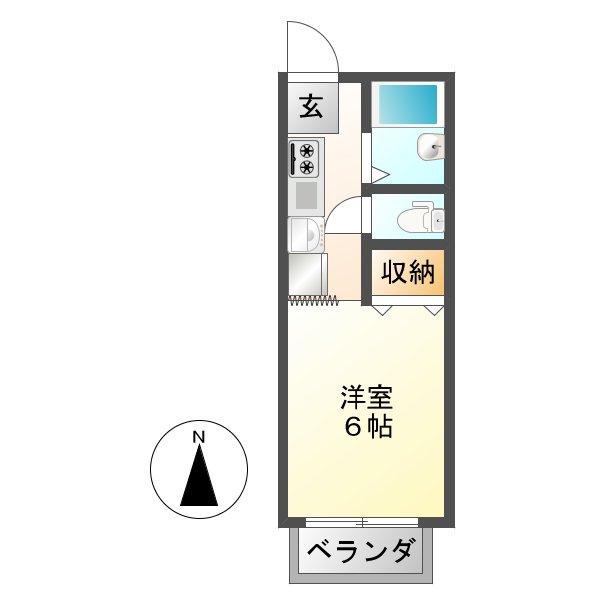ビューライフ日野 A棟(1K/2階)の間取り写真