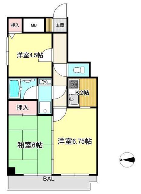 ワコーレ堀切菖蒲園(2DK/3階)の間取り写真