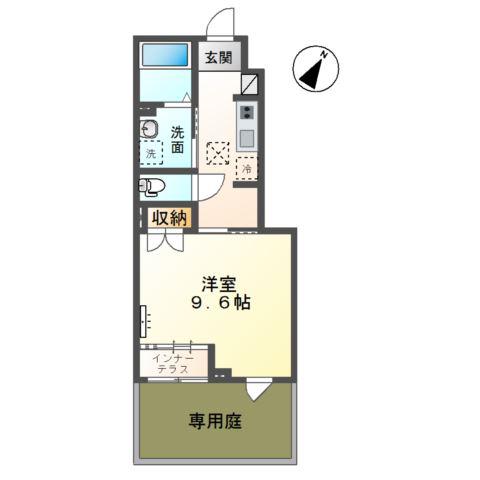 アジュール(1K/1階)の間取り写真