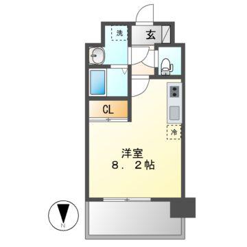 ルーエ今池(ワンルーム/9階)の間取り写真