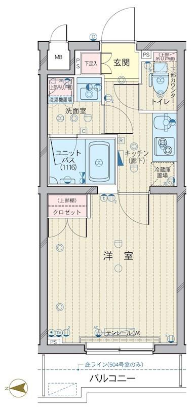 ルーブル武蔵中原弐番館(1K/3階)の間取り写真