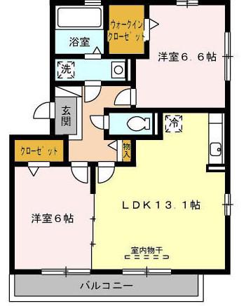 セジュール花萌(2LDK/3階)の間取り写真