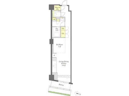 プライムメゾン森下ウエスト(1LDK/4階)の間取り写真