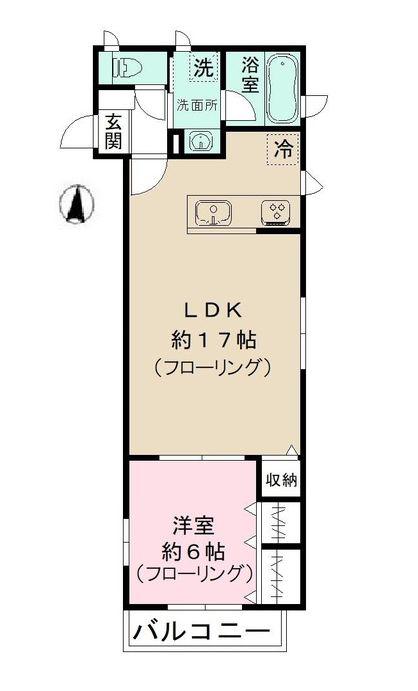 サンハイム二十騎町(1LDK/1階)の間取り写真