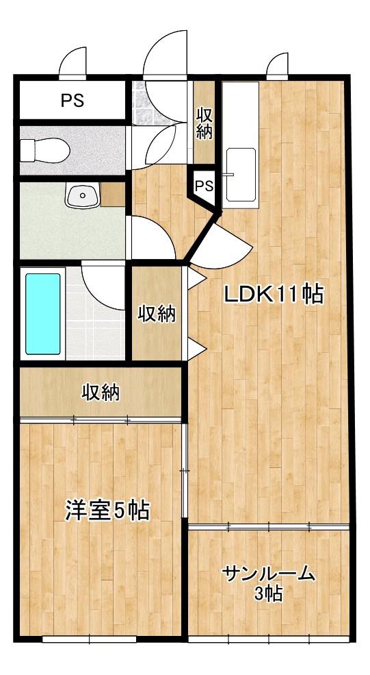 ヴィーナスMT(1LDK/1階)の間取り写真