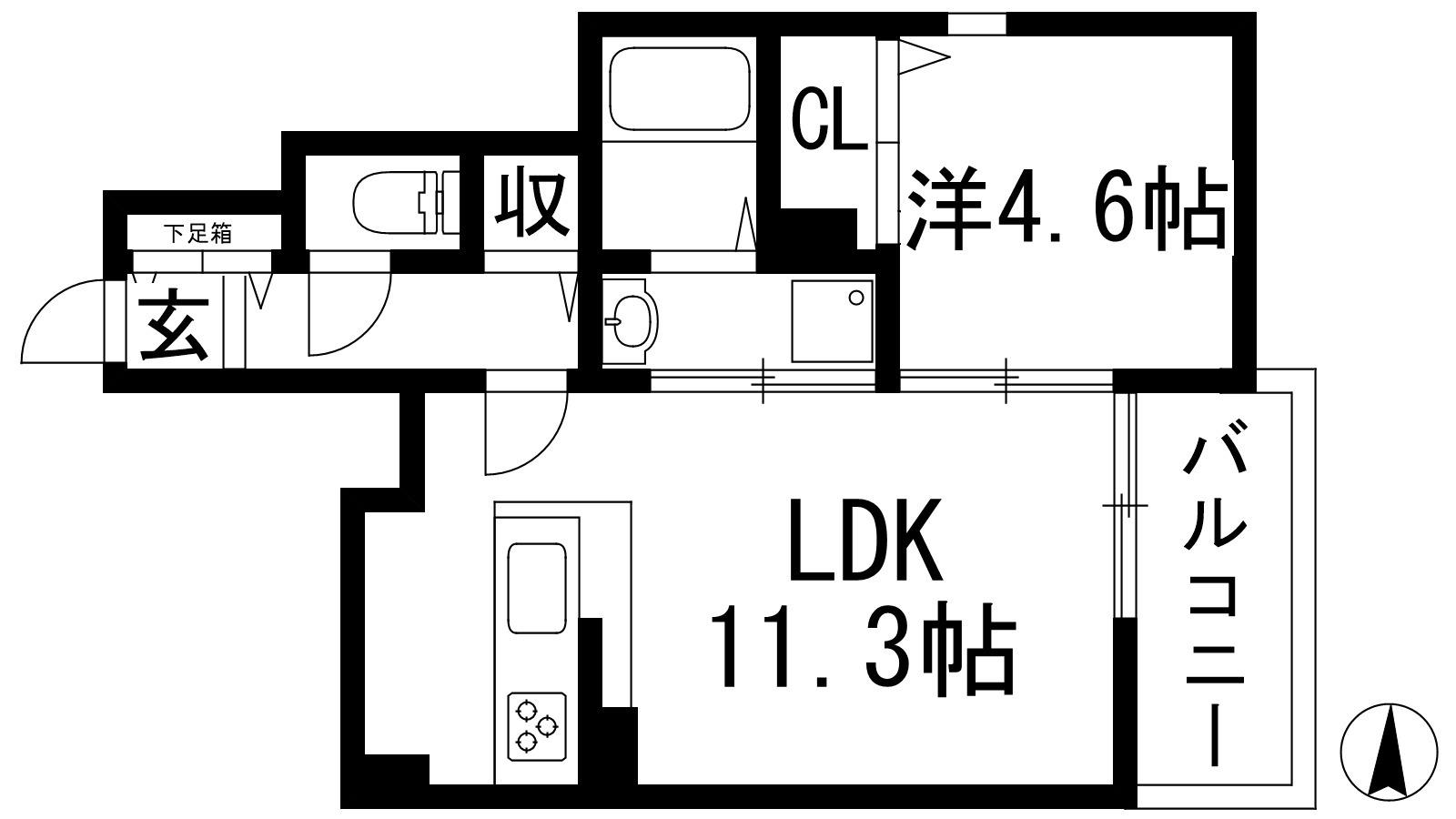 エスメゾン(1LDK/1階)の間取り写真