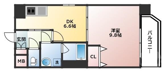 LA DOUCEUR豊中南(1DK/9階)の間取り写真