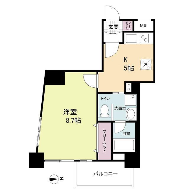 WILLDO南森町(1DK/6階)の間取り写真