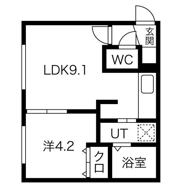 WYNN白石(1LDK/2階)の間取り写真