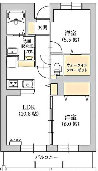 プラシード(2LDK/4階)の間取り写真