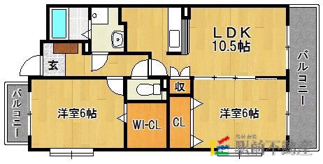 レスポアール・三和(2LDK/5階)の間取り写真