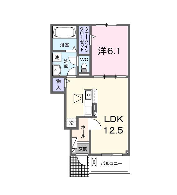 石田内里町アパート(1LDK/1階)の間取り写真