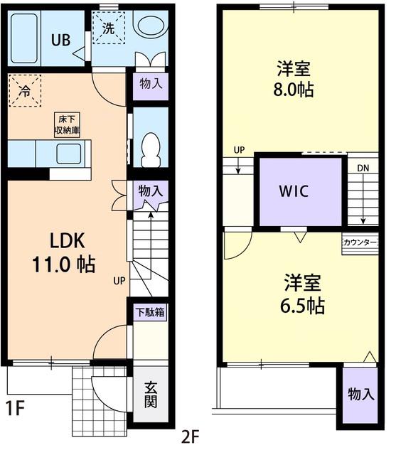シルフィード B棟(2LDK/1階)の間取り写真