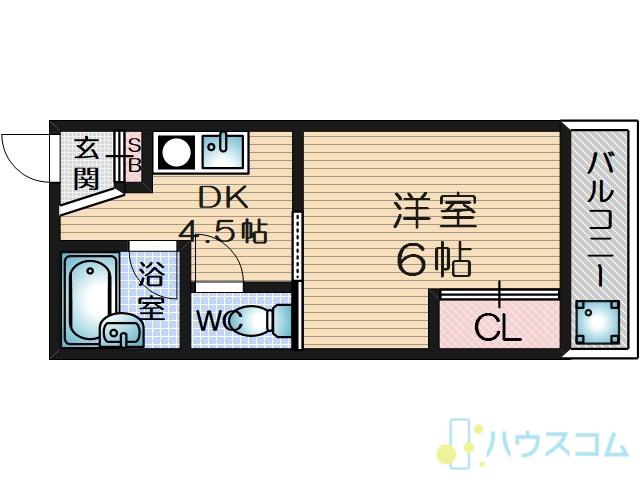 EST-1小野原(1DK/1階)の間取り写真