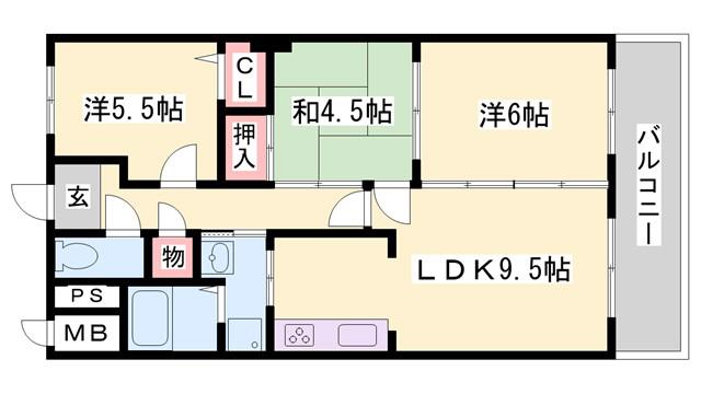 インタービレッジ太子東(3LDK/5階)の間取り写真