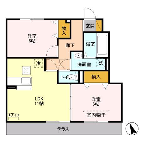 モン ビラージュA(2LDK/1階)の間取り写真