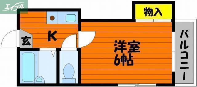 BRUNO浜1(1K/1階)の間取り写真