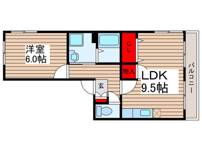 カーサグランデ(1LDK/2階)の間取り写真