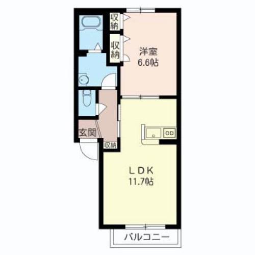 プロミネンス蔵前(1LDK/2階)の間取り写真