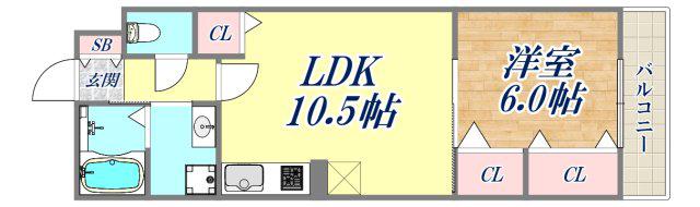ヒカルサ尼崎神崎町(1LDK/1階)の間取り写真