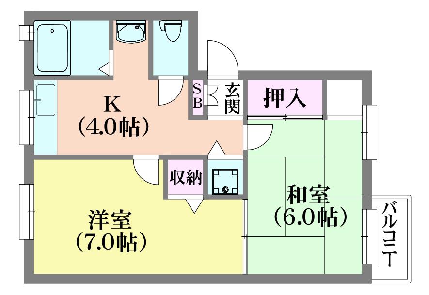 ソファレ菊水(2DK/1階)の間取り写真