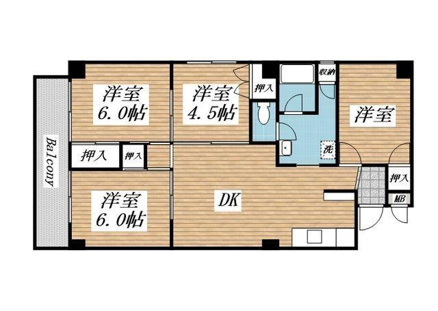田町ビル(4LDK/10階)の間取り写真