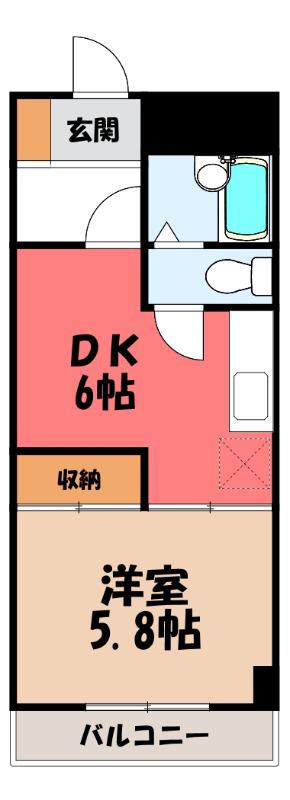 館林ガーデンヒルズ(1DK/2階)の間取り写真