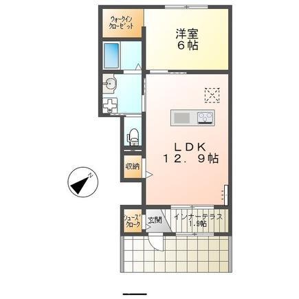 BLOOMIN HEIGHTS(1LDK/1階)の間取り写真
