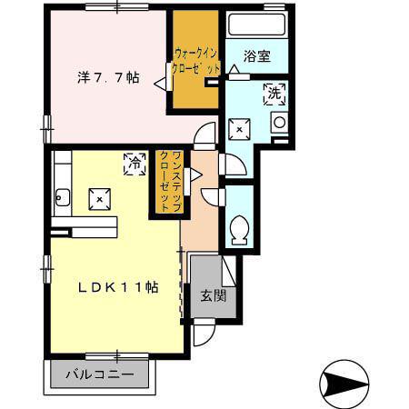マノワール島田(1LDK/1階)の間取り写真