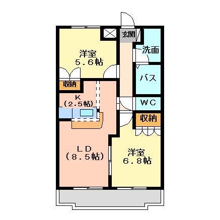 グリーンコーポII(2LDK/1階)の間取り写真