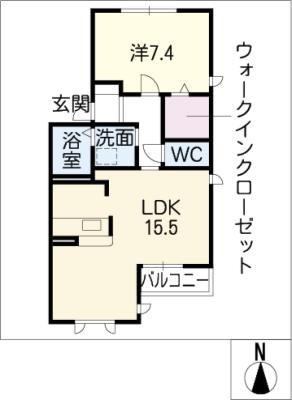 プレゼンス・パークN(1LDK/2階)の間取り写真
