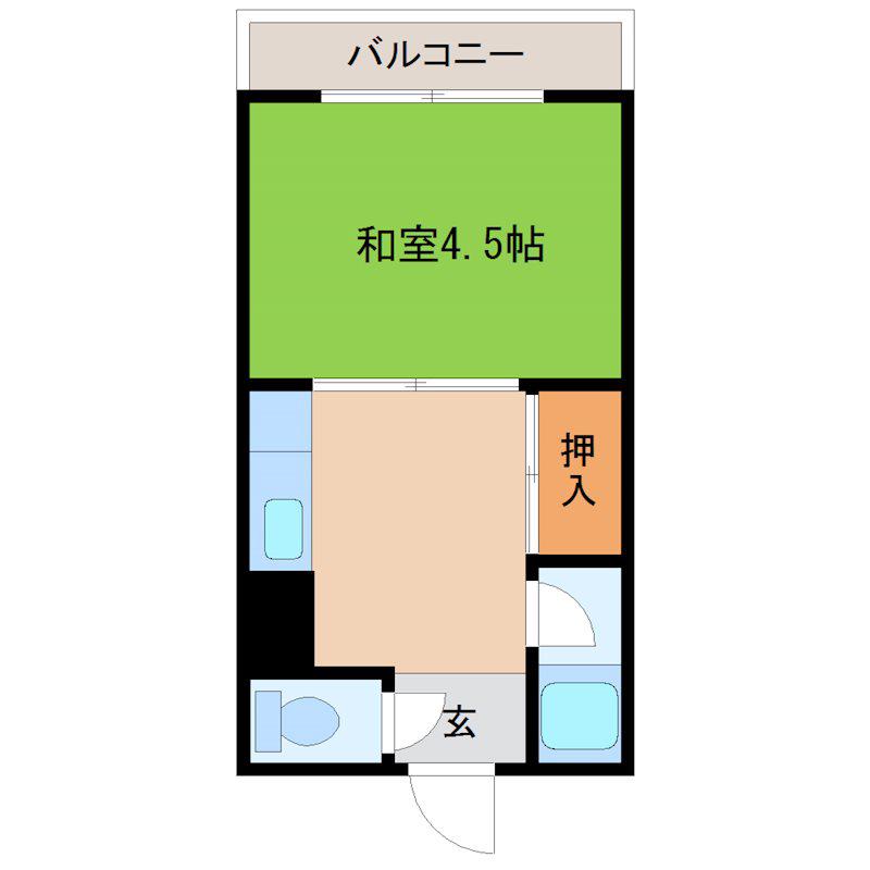 崇徳院2丁目マンション(1K/2階)の間取り写真