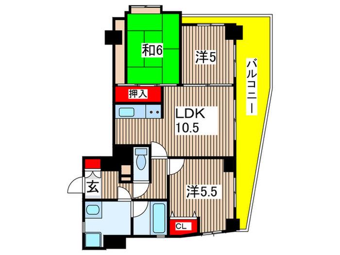 ライオンズマンション千葉東(3LDK/11階)の間取り写真