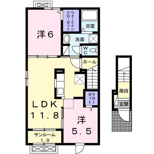 クエストTII(2LDK/2階)の間取り写真