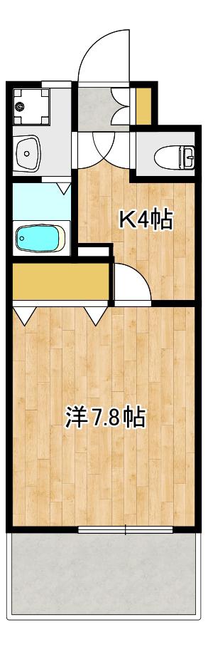 フルハークウィルI(1K/3階)の間取り写真