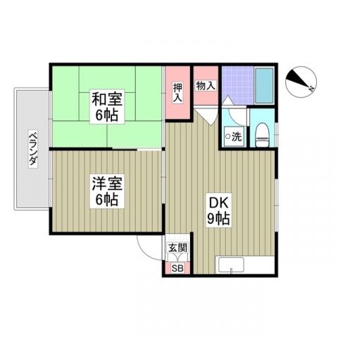 シンプルライフ南陽(2DK/1階)の間取り写真