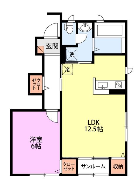 パークホームズ小張木(1LDK/1階)の間取り写真