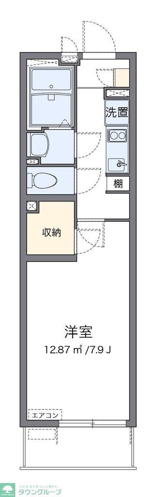 クレイノウエスト八潮(1K/3階)の間取り写真