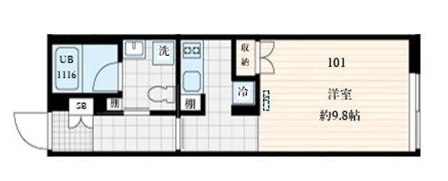 フレア本町(ワンルーム/1階)の間取り写真