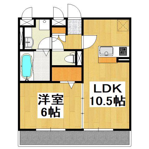 ノーザンレイクK(1LDK/2階)の間取り写真
