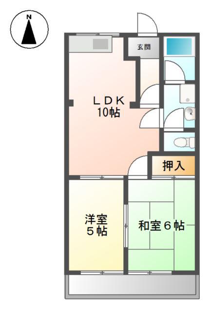 メモリアルコーポ I(2LDK/2階)の間取り写真