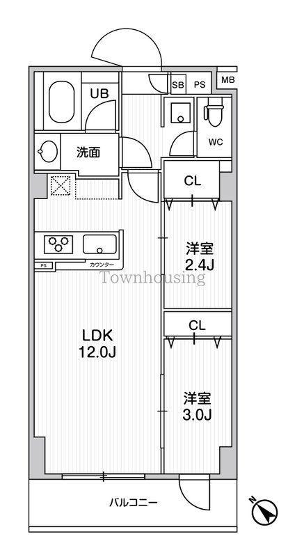 ドゥーエ曳舟(2LDK/1階)の間取り写真