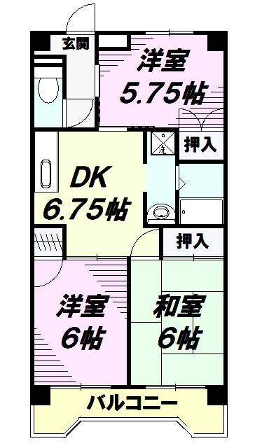 小峯ビル(3DK/3階)の間取り写真