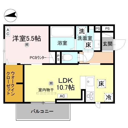 D REGALO米松(1LDK/1階)の間取り写真