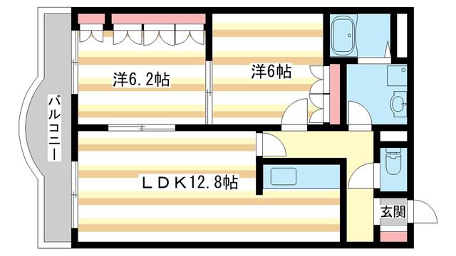 AKサンシャインII番館(2LDK/2階)の間取り写真