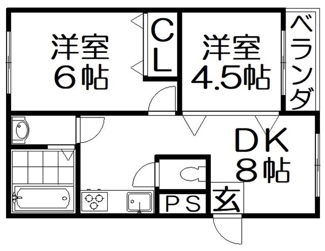 サトーピア香里園(2DK/3階)の間取り写真